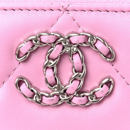 Chanel Lambskin Quilted Chanel 19 Zip Around Coin Purse Wallet Light Pink 8 of 9
