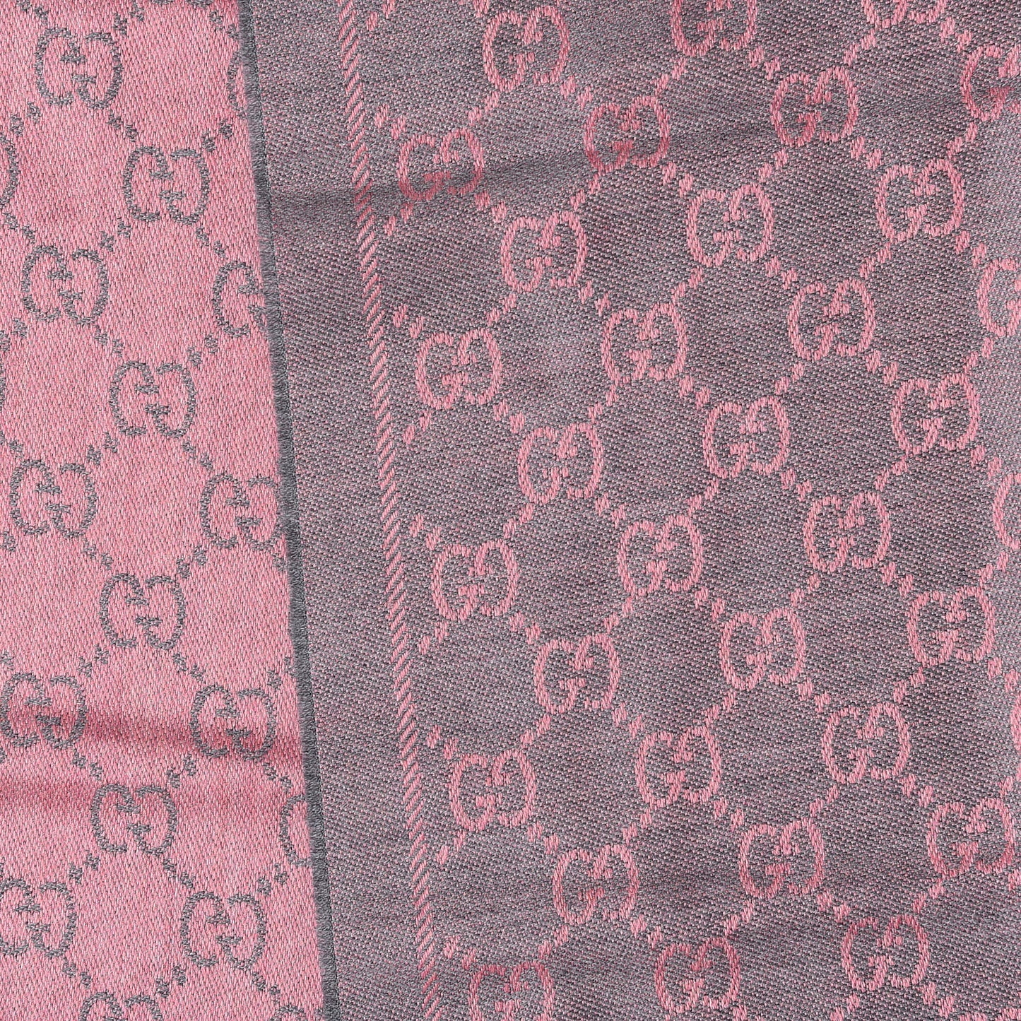 Wool Jacquard GG Monogram Sten Fringe Scarf Graphite Pink