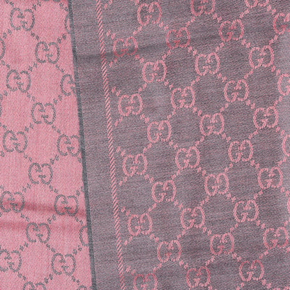 Gucci Wool Jacquard GG Monogram Sten Fringe Scarf Graphite Pink 4 of 5