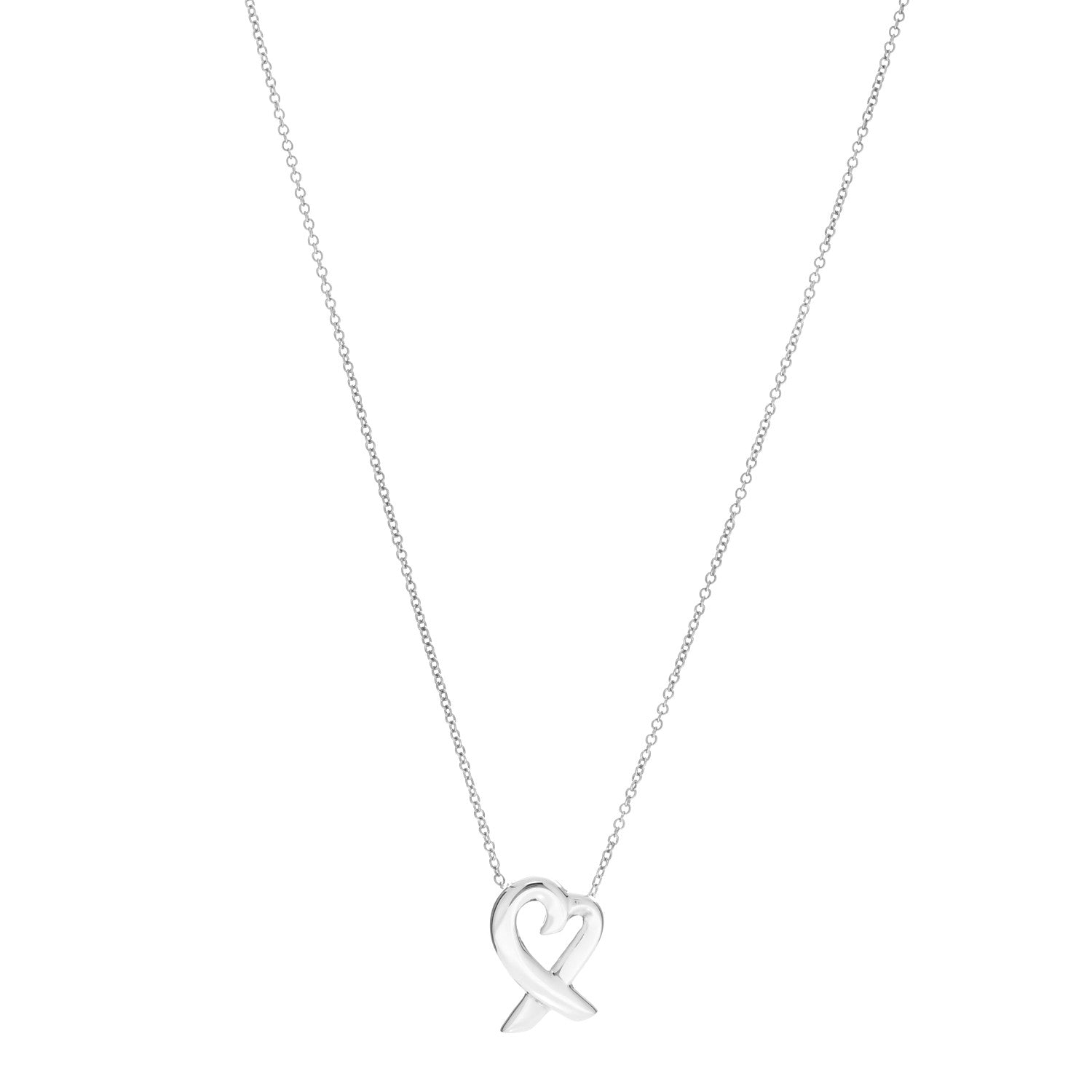 Tiffany Sterling Silver Small Paloma Picasso Loving Heart Pendant Necklace 1 of 5