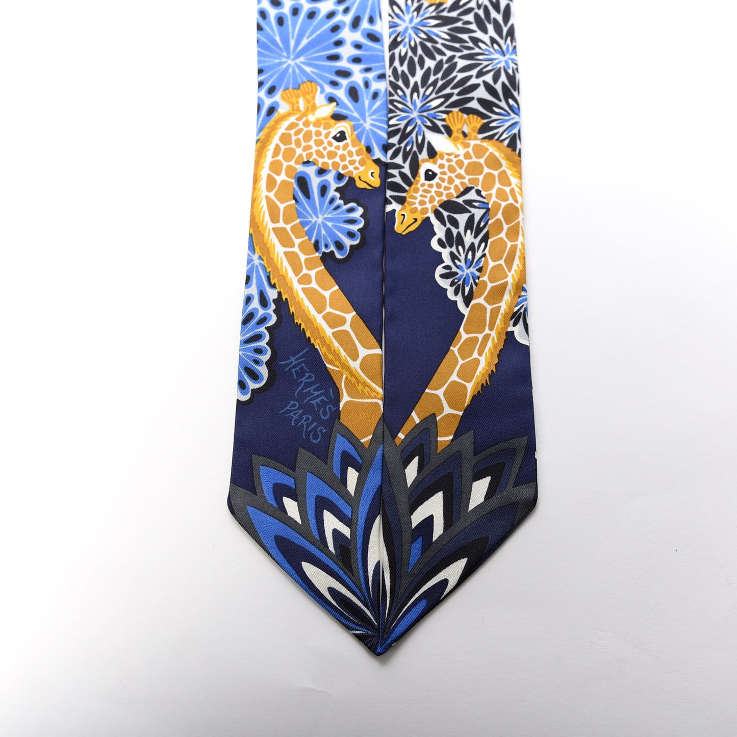 Silk The Three Graces Twilly Bleu Nuit Gold Black