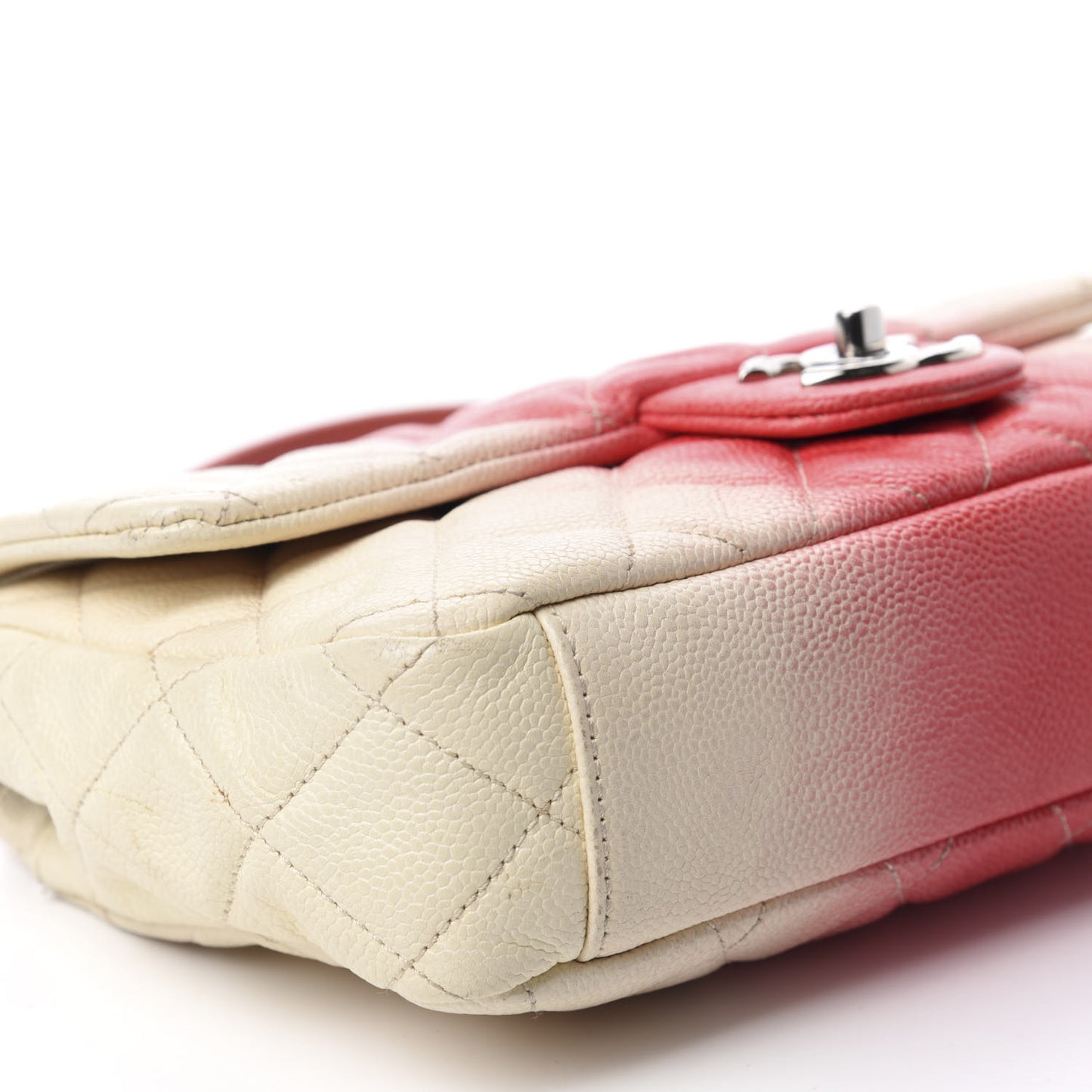 Caviar Quilted Ombre Medium Single Flap White Rose Pink