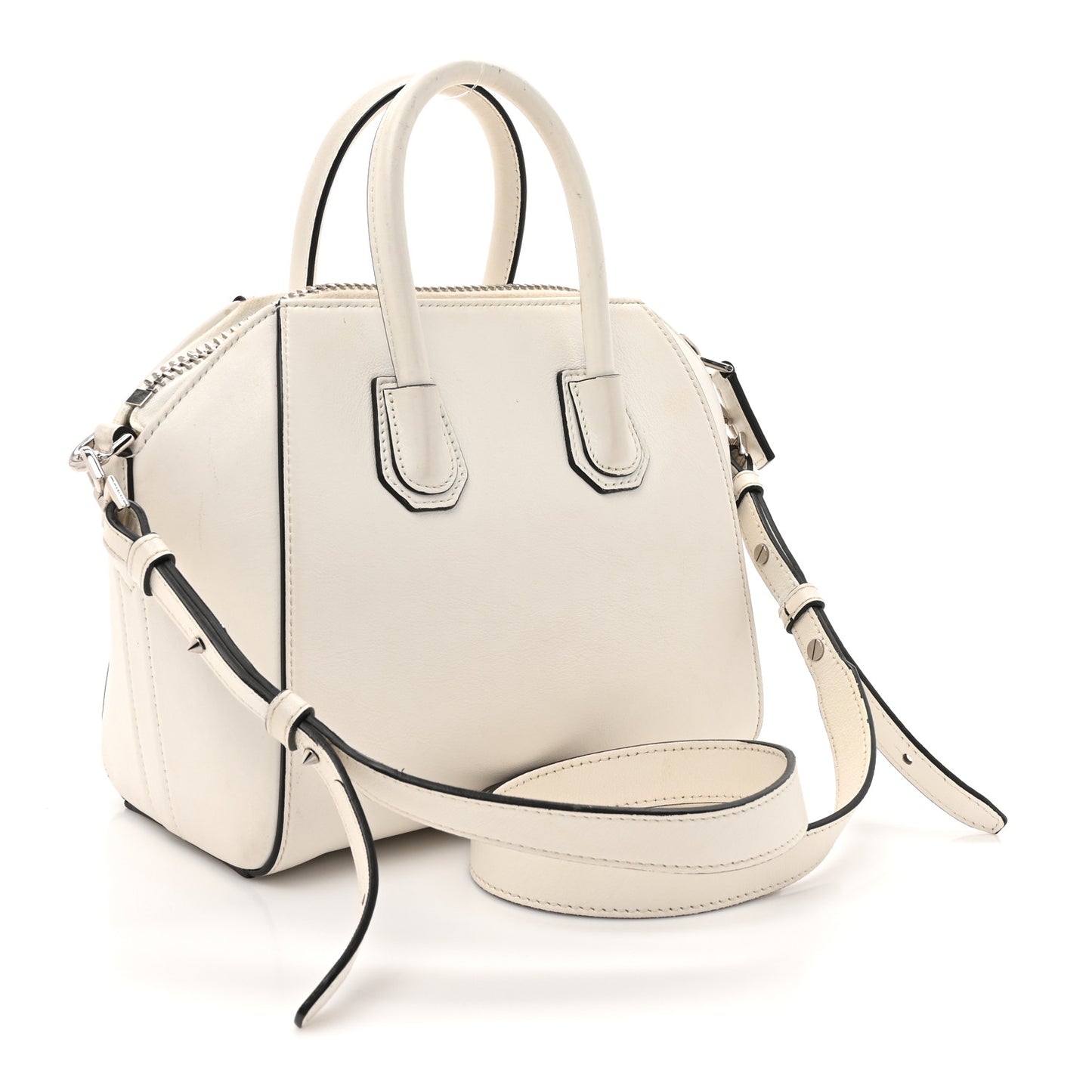 Calfskin Signature Logo Mini Antigona White