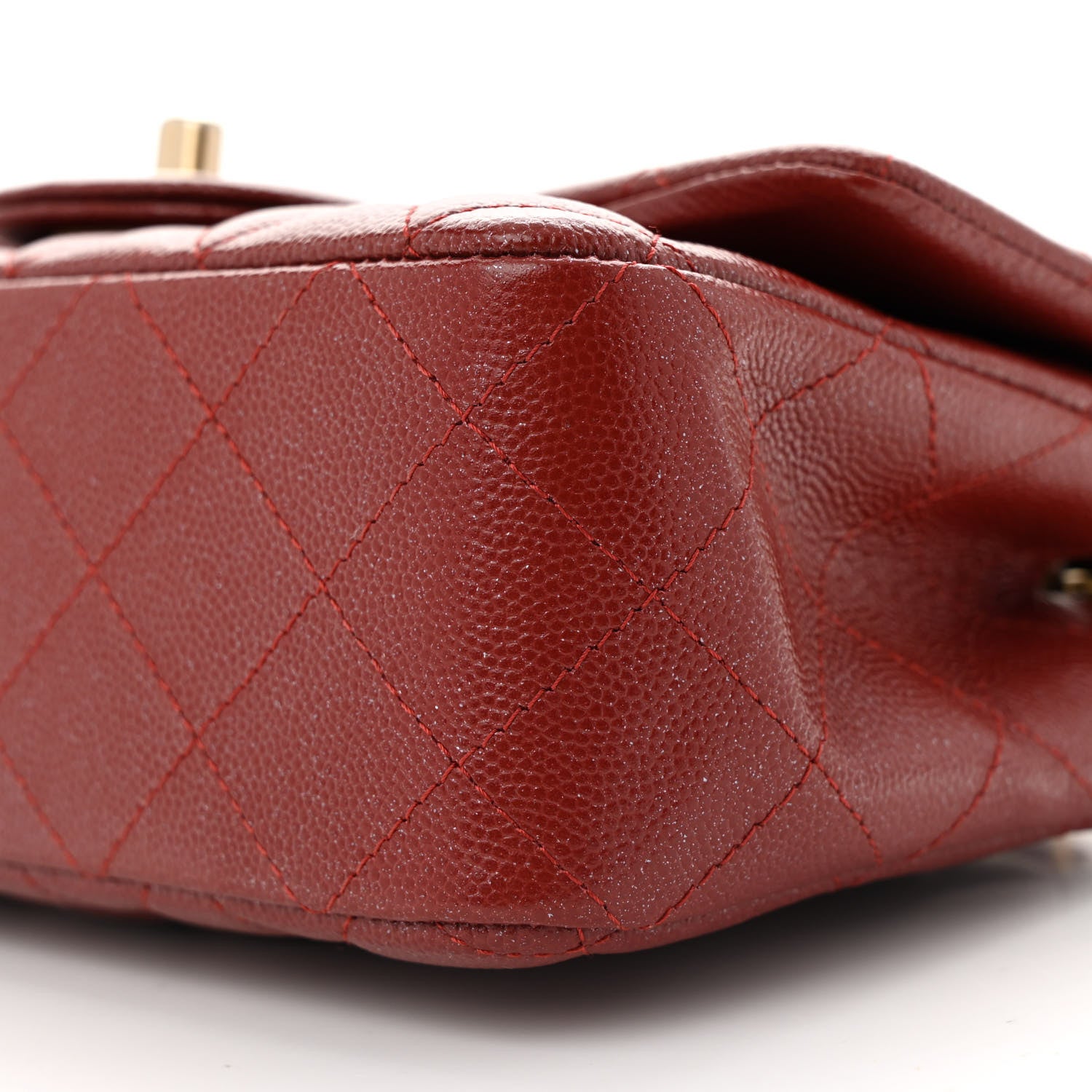 Chanel Pearly Caviar Quilted Mini Rectangular Flap Burgundy 10 of 12