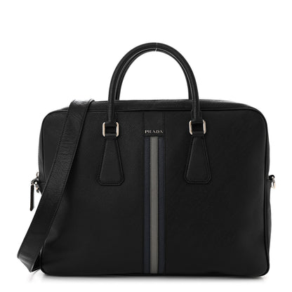 Prada Saffiano Travel Briefcase Black Multicolor 1 of 12