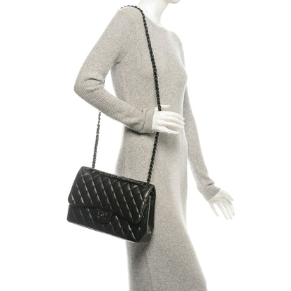 Chanel Lambskin Quilted Jumbo Double Flap So Black 2 of 12