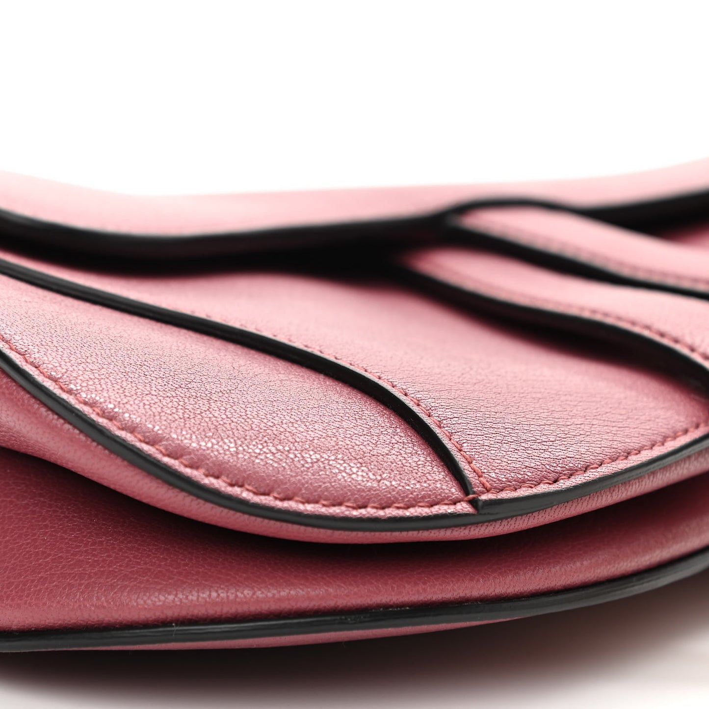 Grained Calfskin Mini Saddle Bag Mallow Rose