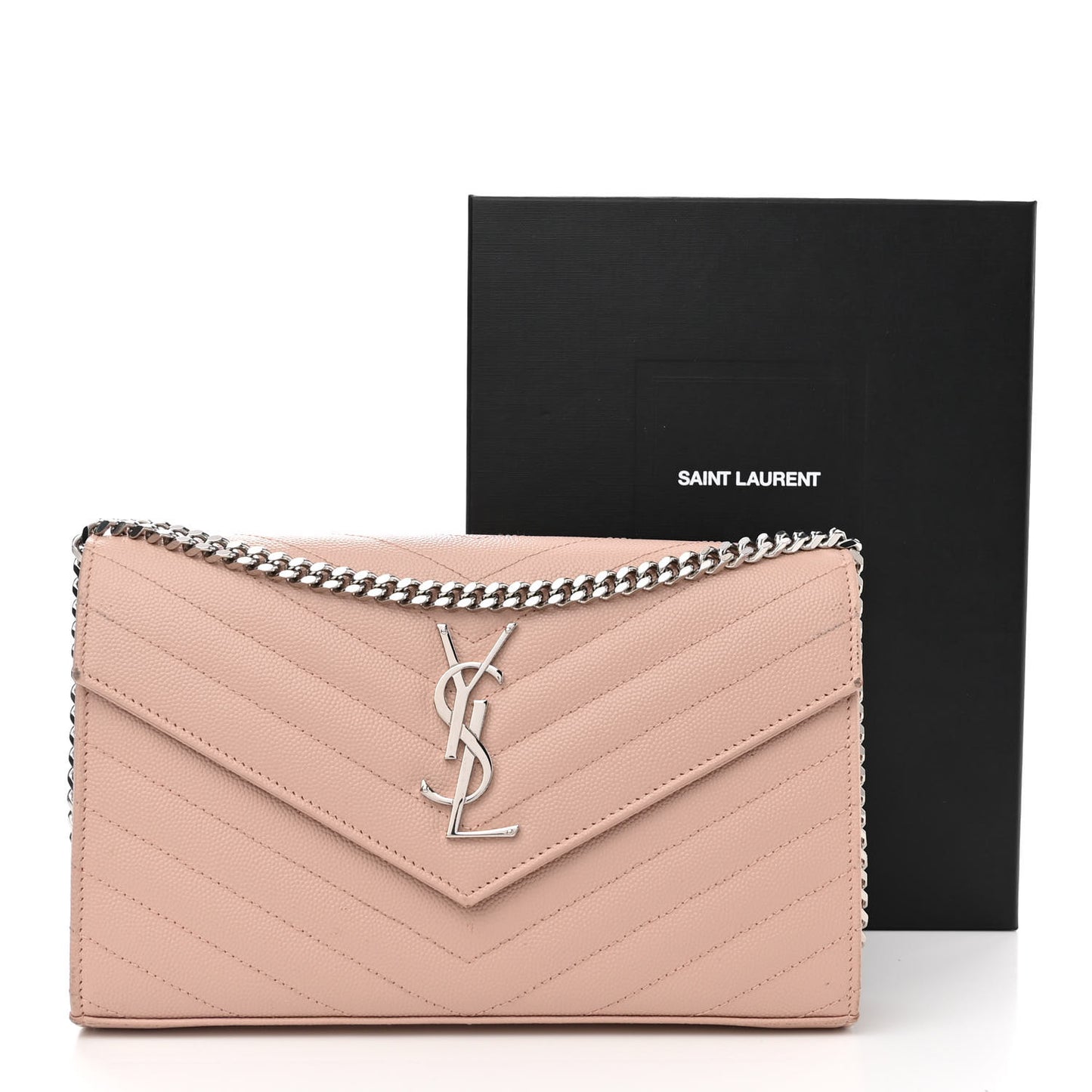 Grain De Poudre Matelasse Chevron Cassandre Chain Wallet Pale Pink