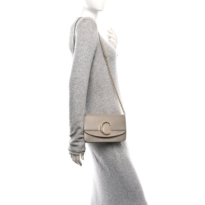 Chloe Calfskin Suede C Clutch With Chain Motty Grey 2 of 13