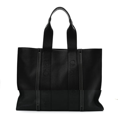 Chloe Calfskin Large Woody Tote Black 1 of 9
