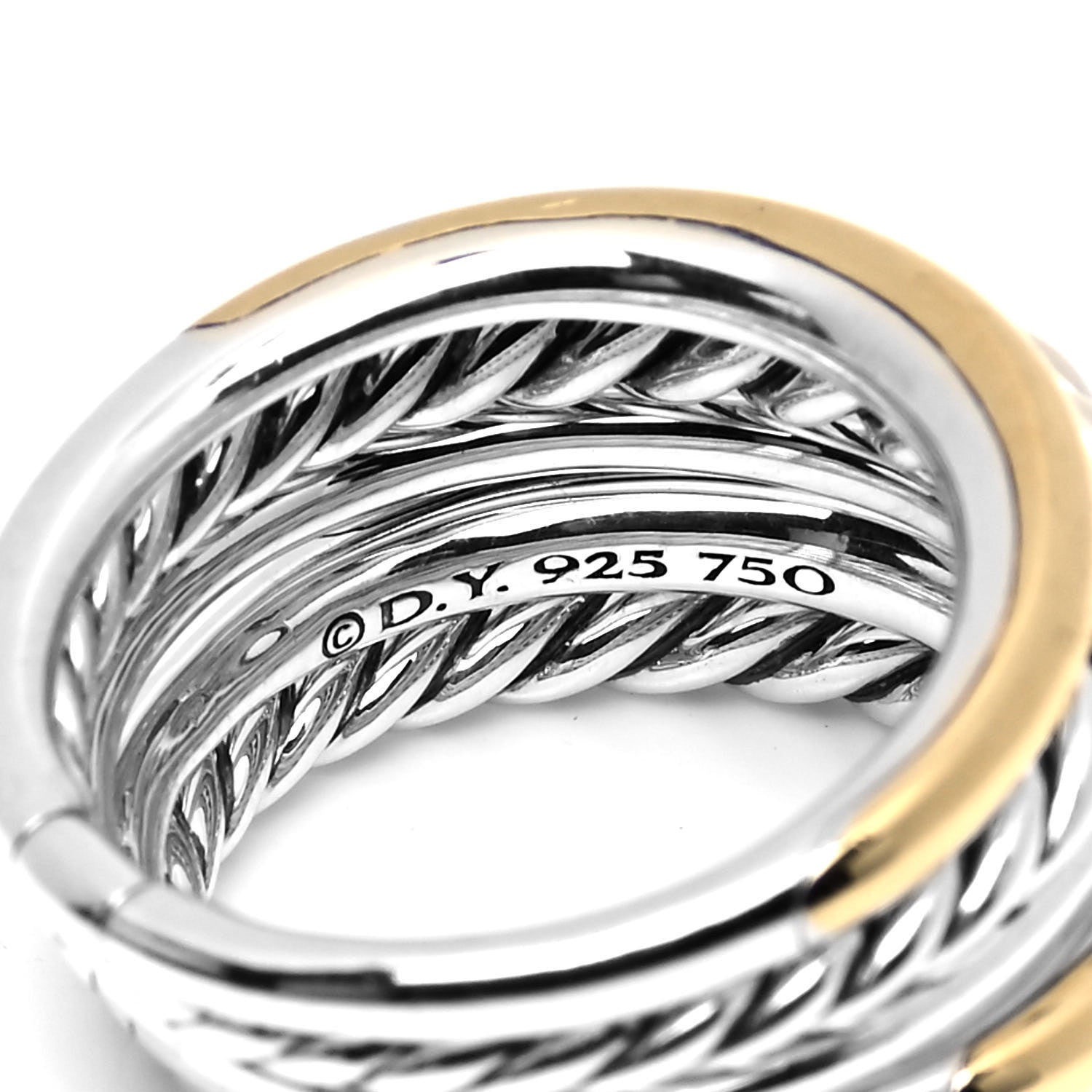 David Yurman Sterling Silver 18K Yellow Gold Wide Pure Form Ring 56 7.5 3 of 4