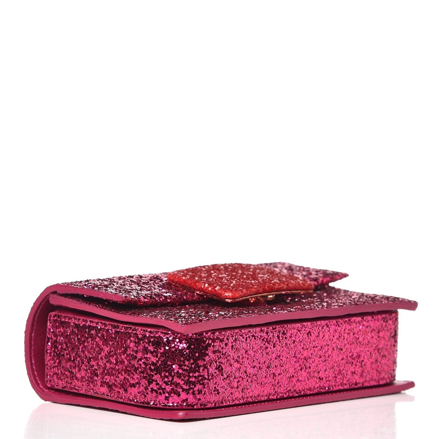 Saint Laurent Glitter Small Lulu Bunny Satchel Fuchsia Red 4 of 7
