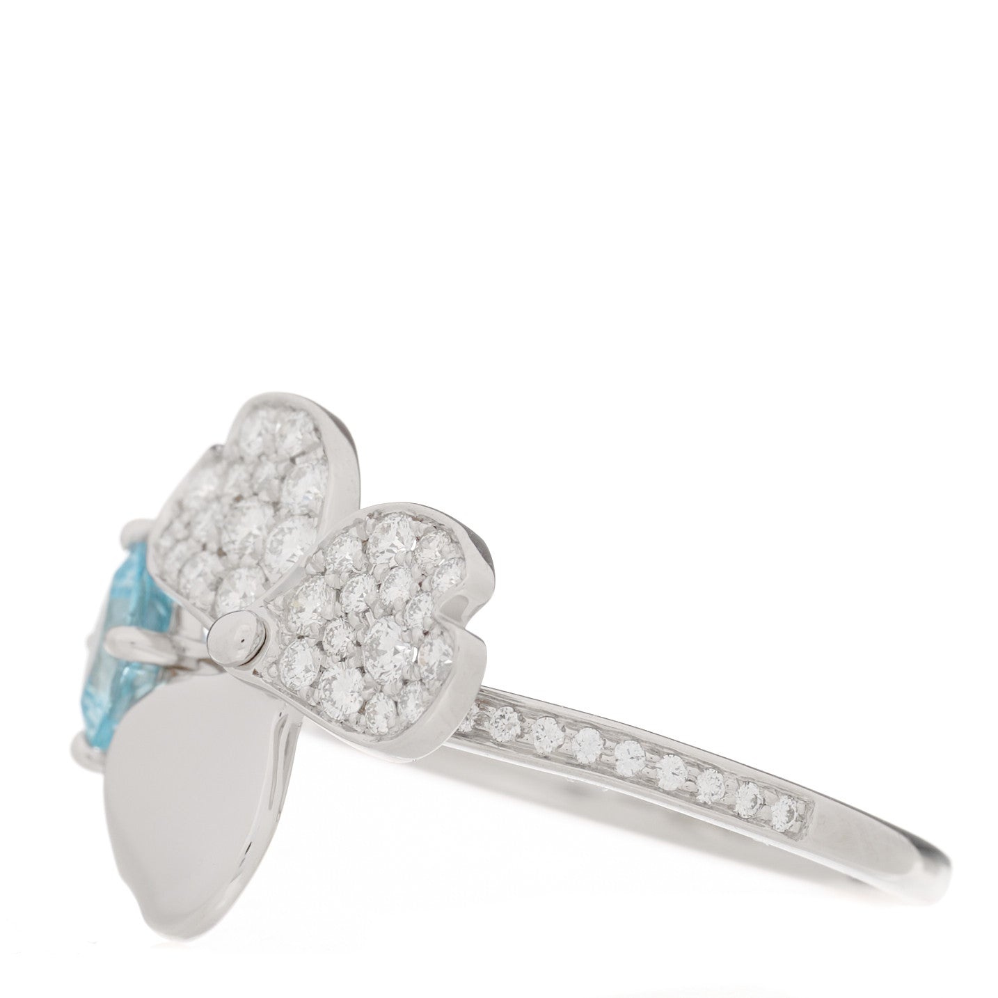 Tiffany Platinum Diamond Aquamarine Paper Flowers Ring 52 6 3 of 7