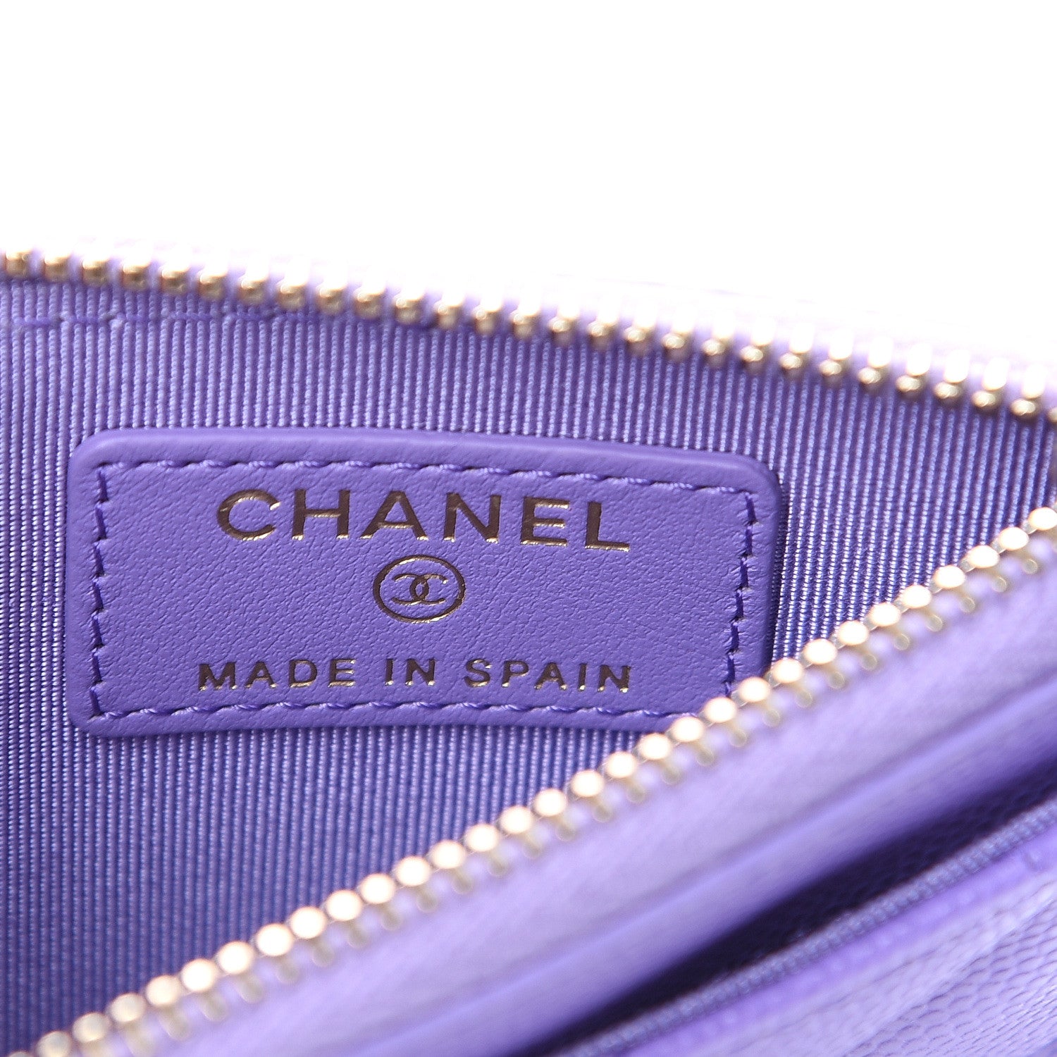 Chanel Caviar Quilted CC Zip Card Holder Purple 5 of 7
