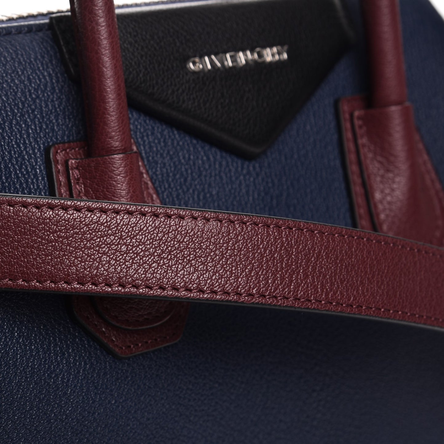 Sugar Goatskin Tri-Color Small Antigona Navy Burgundy