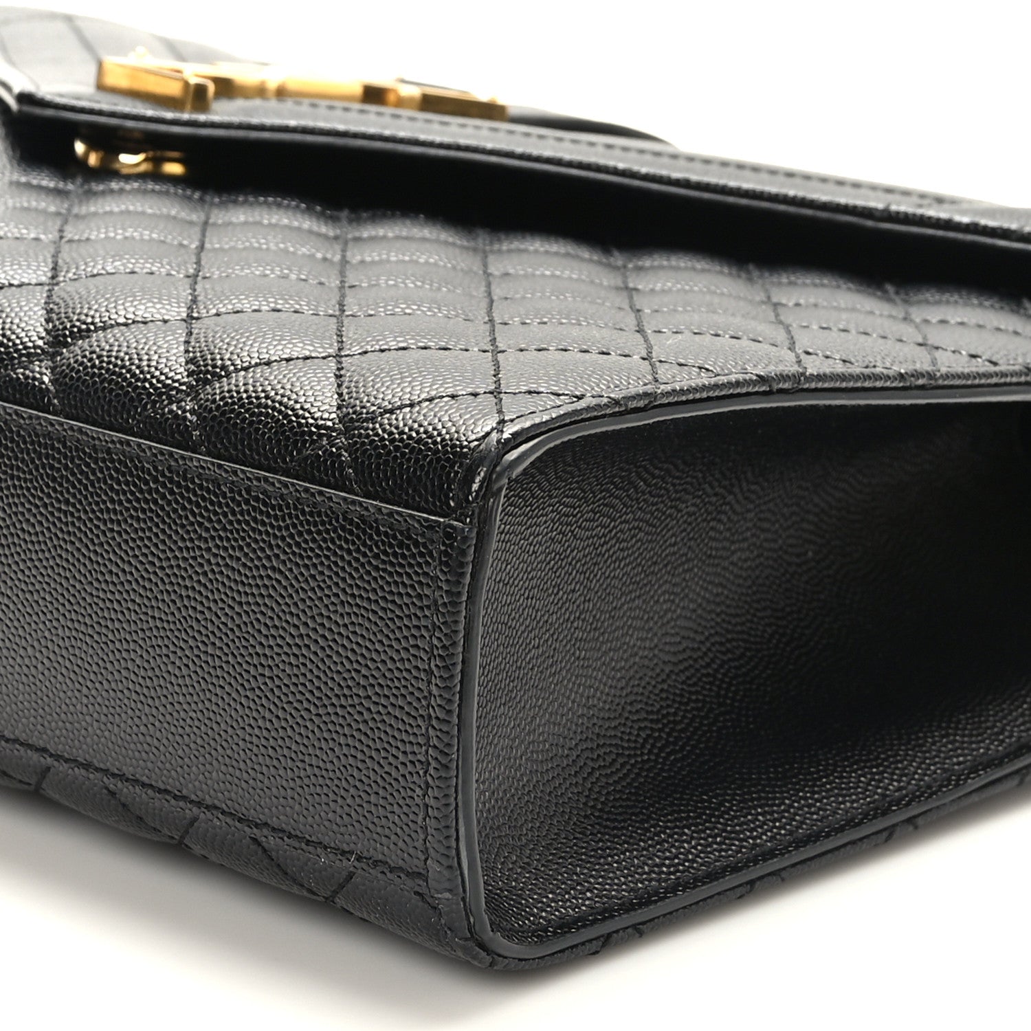 Saint Laurent Grain De Poudre Textured Mixed Matelasse Large Triquilt Monogram Satchel Black 8 of 8