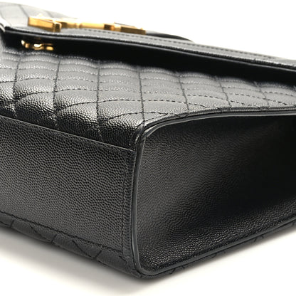 Saint Laurent Grain De Poudre Textured Mixed Matelasse Large Triquilt Monogram Satchel Black 8 of 8