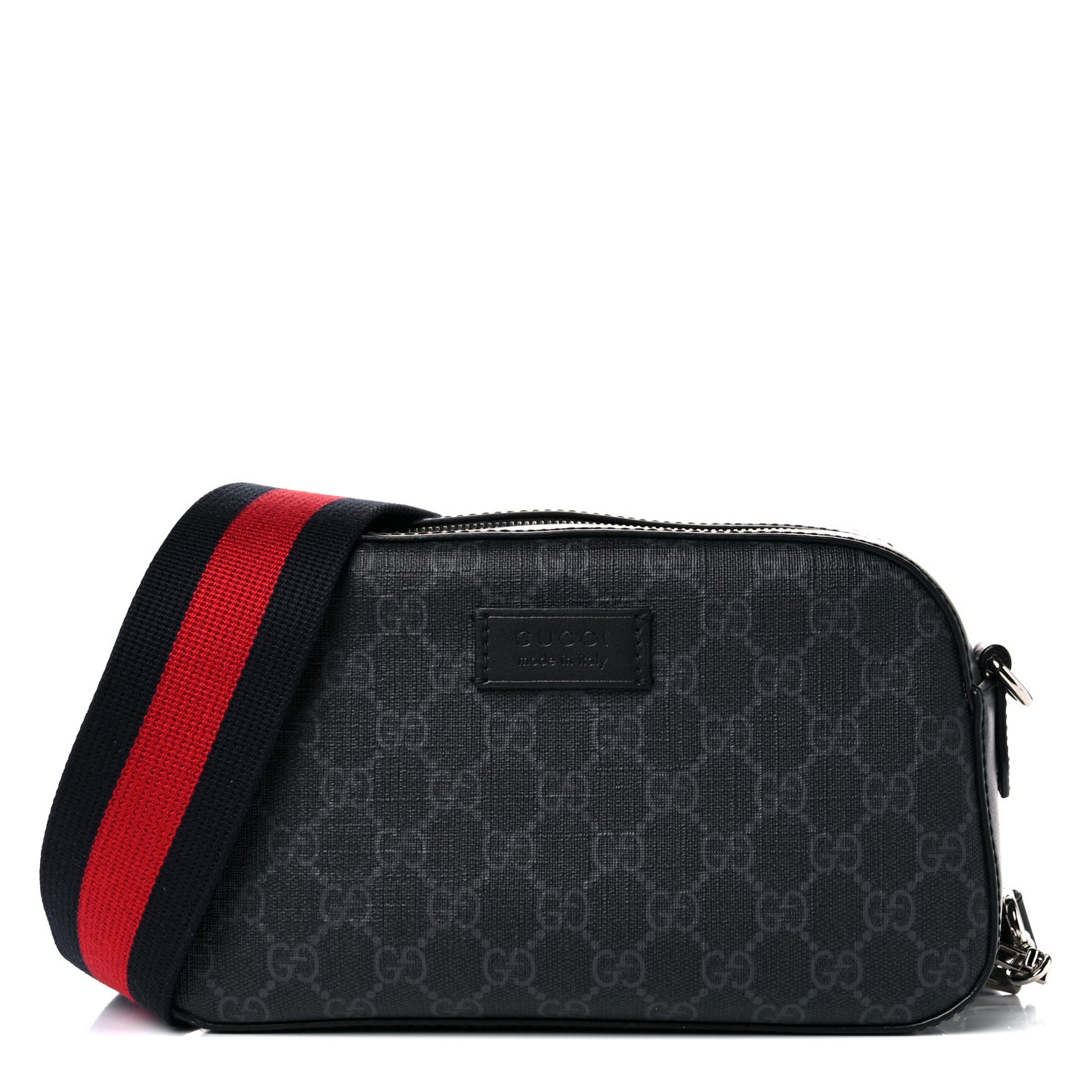 GG Supreme Monogram Web Shoulder Bag Black Grey