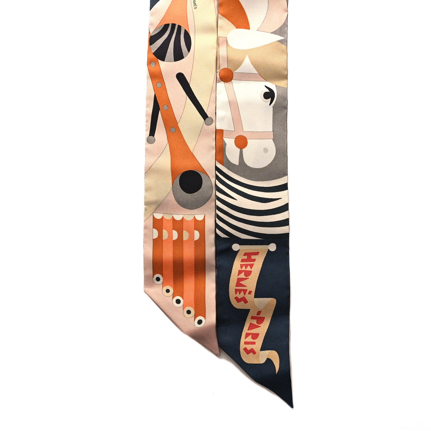 Silk Parade En Fanfare Twilly Noir Caramel Gris