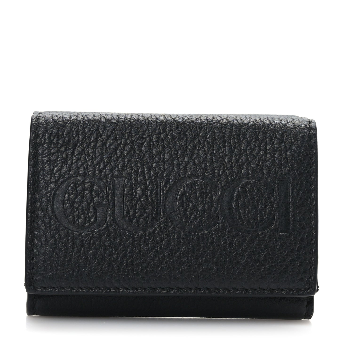 Calfskin Embossed Mini Wallet Black Dark Orange