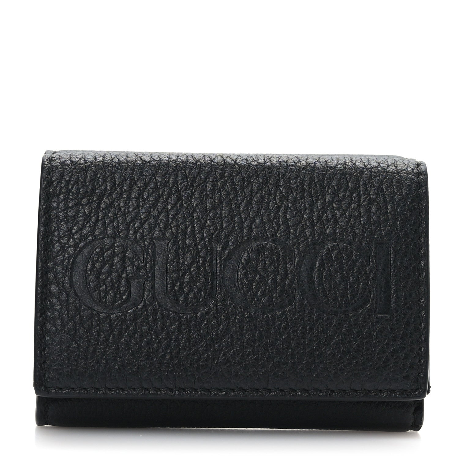 Gucci Calfskin Embossed Mini Wallet Black Dark Orange 1 of 6
