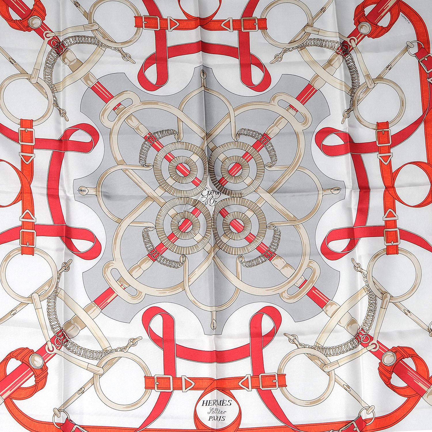 Hermes Silk Eperon D'Or Scarf 90 Grey 1 of 3