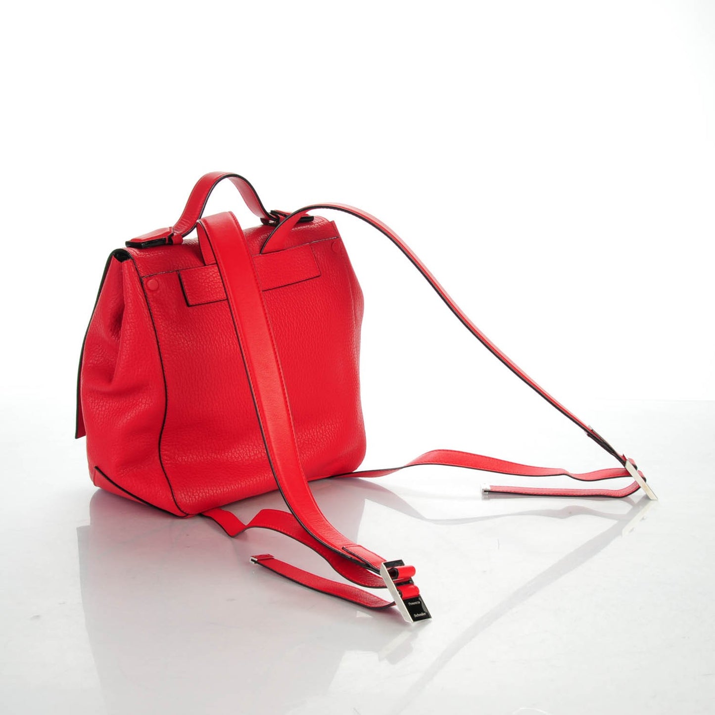 Pebbled Calfskin PS Courier Backpack Red