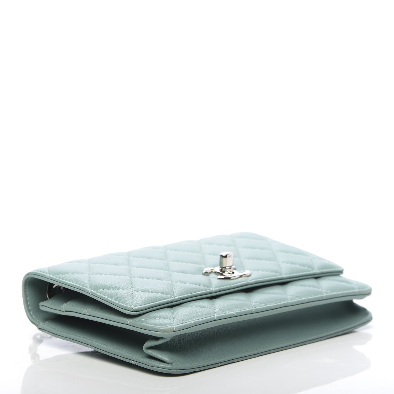 Chanel Lambskin Quilted Trendy CC Wallet On Chain WOC Light Blue 4 of 14