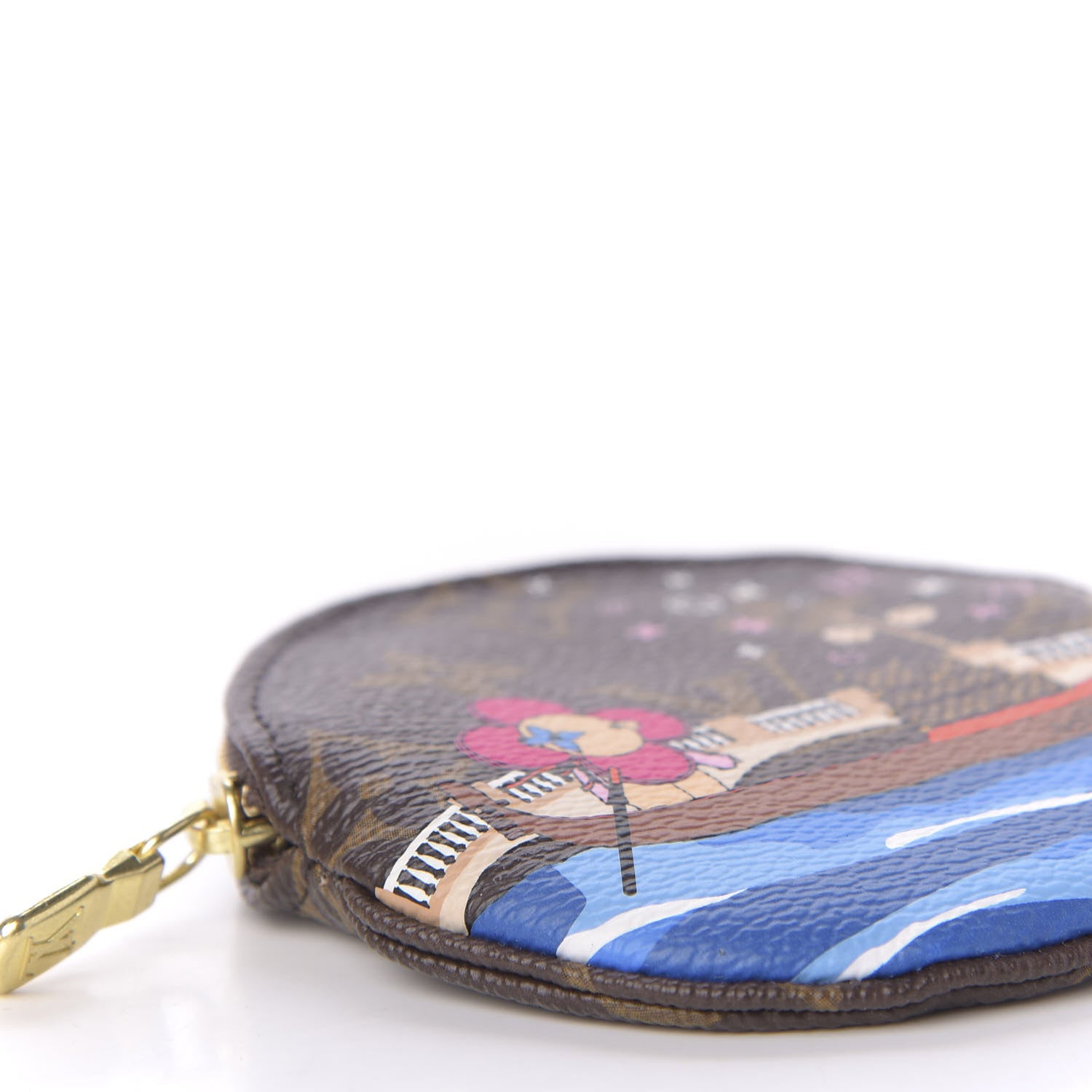 Louis Vuitton Monogram 2019 Christmas Animation Round Coin Purse Blue 5 of 9