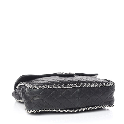 Chanel Washed Lambskin Quilted Maxi Chain Around Flap Black 4 of 14