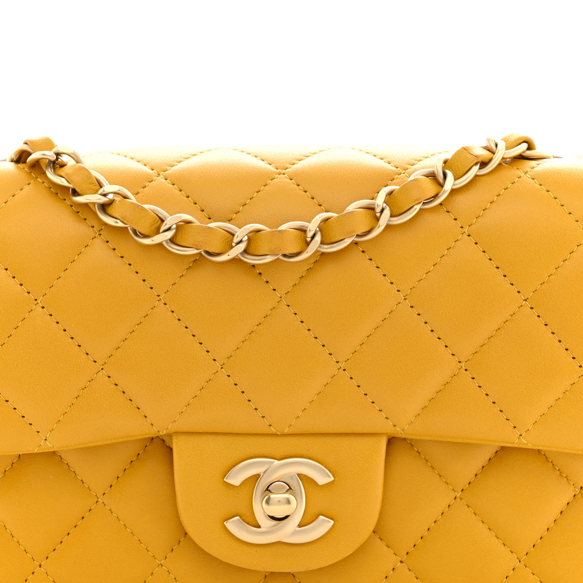 Chanel Lambskin Quilted Mini Rectangular Flap Yellow 8 of 12