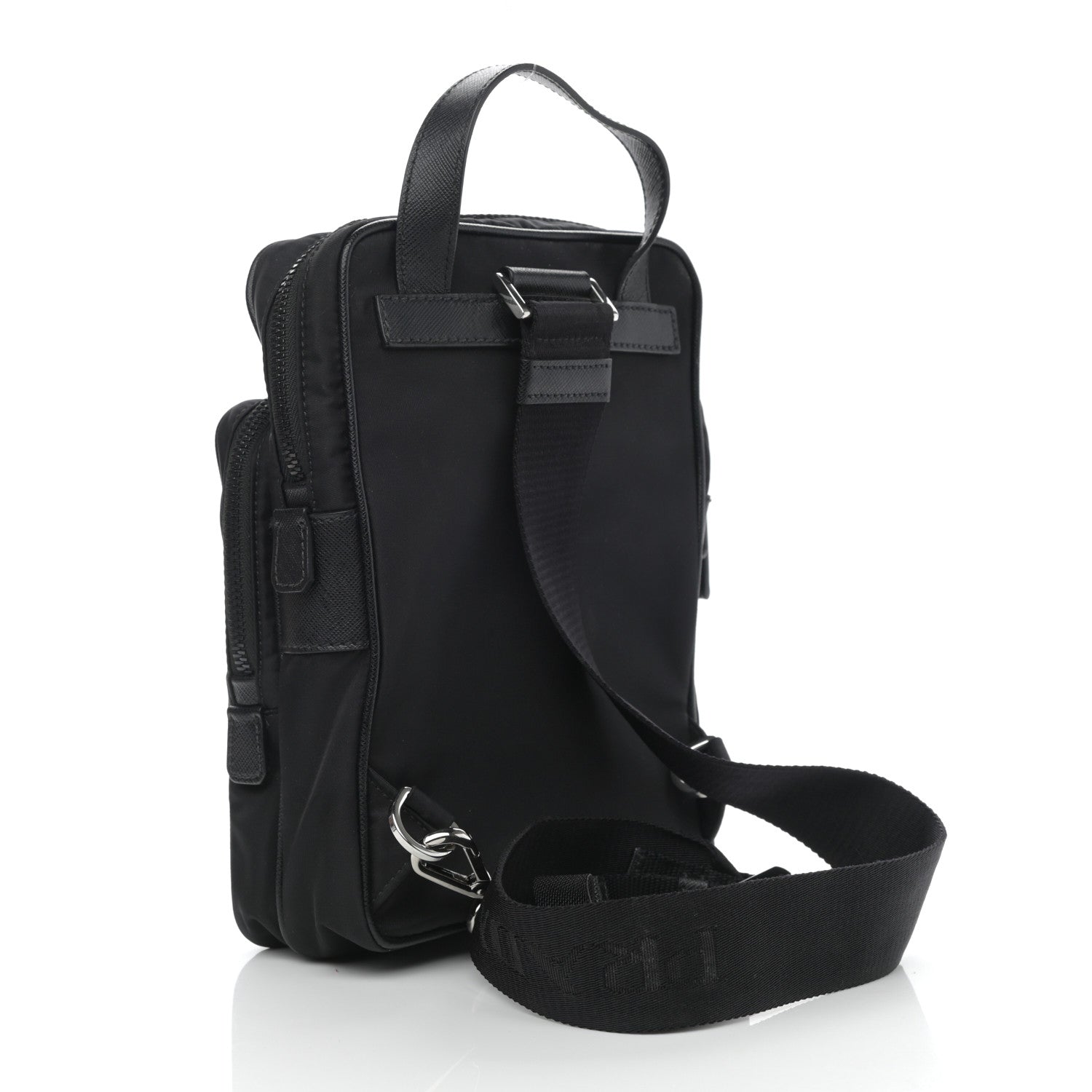 Prada Tessuto Nylon Saffiano Sling Bag Black 3 of 11