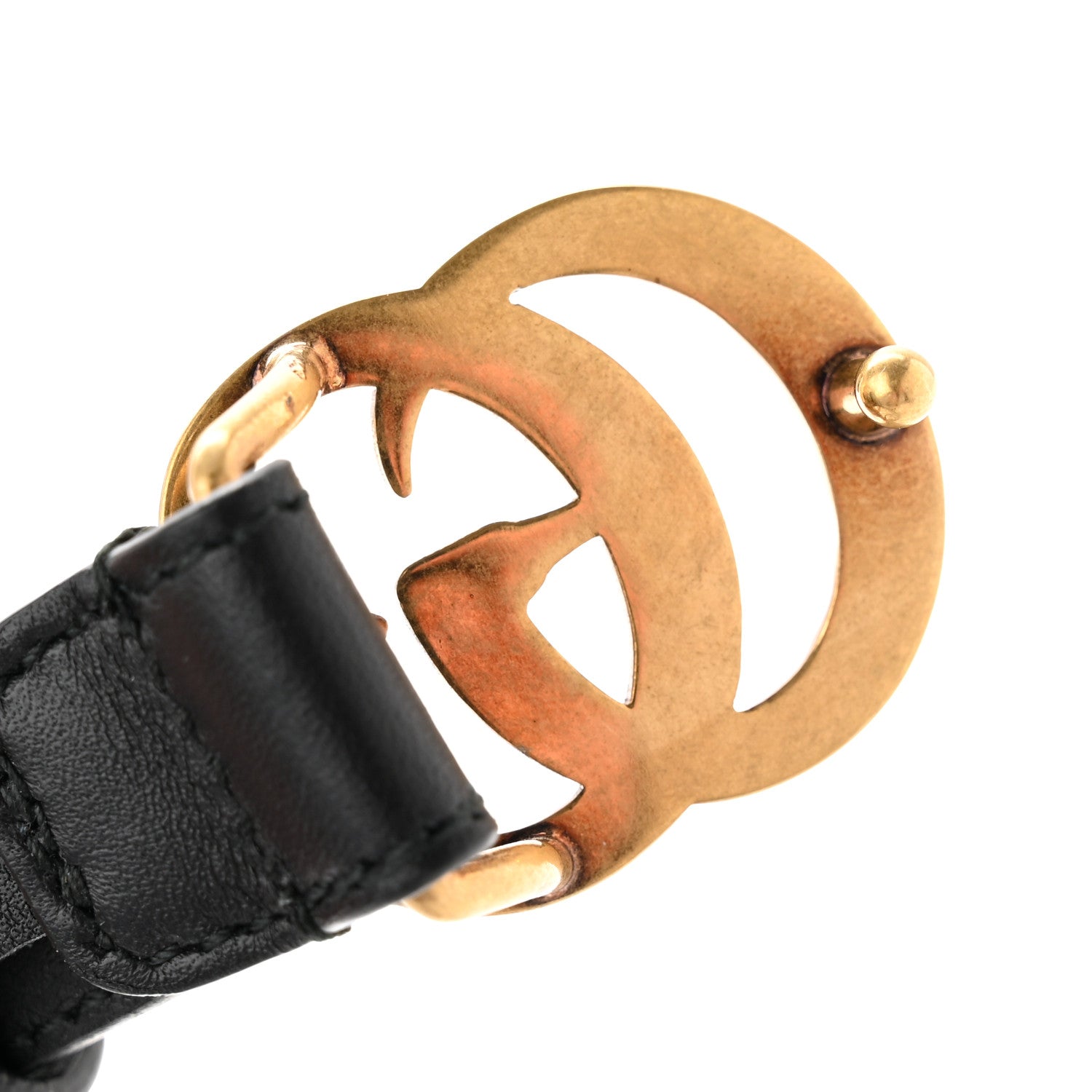 Gucci Moon Calfskin Pearl Double G 20mm Belt 70 28 Black Cream 5 of 6