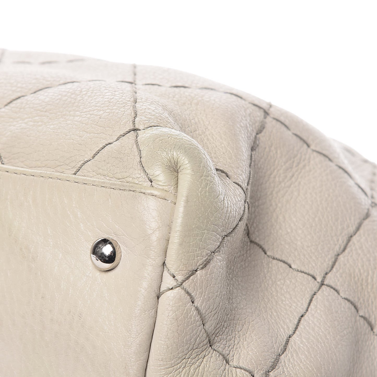 Glazed Calfskin Large On The Road Tote Light Grey