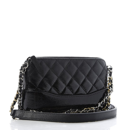Chanel Patent Goatskin Quilted Small Gabrielle Clutch With Chain Black 3 of 9