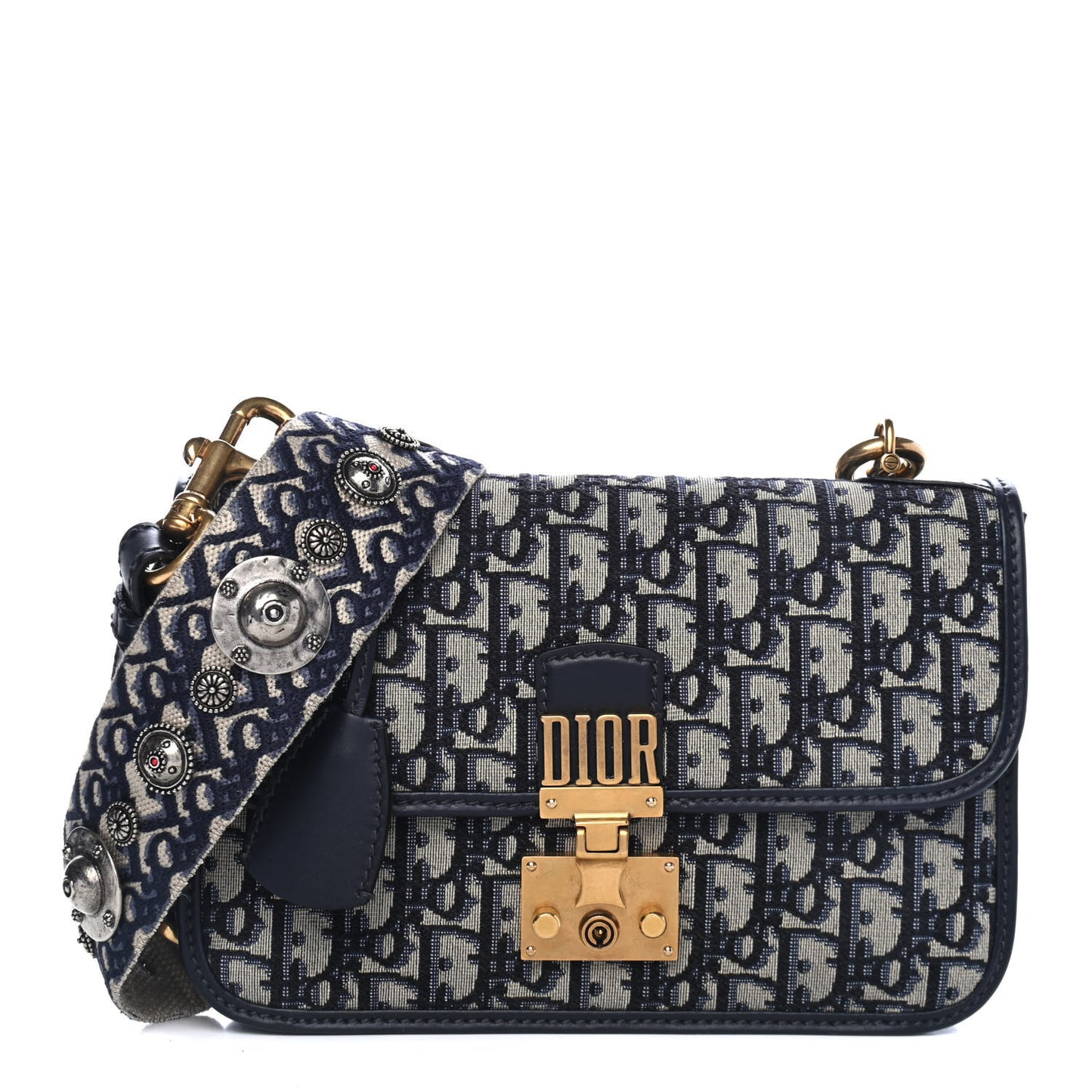 Oblique DiorAddict Flap Bag Navy Blue