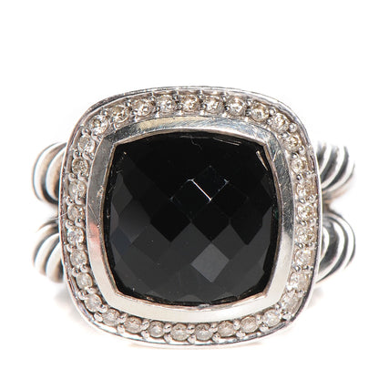 David Yurman Sterling Silver Diamond Black Onyx 11mm Albion Ring 52 6 1 of 3