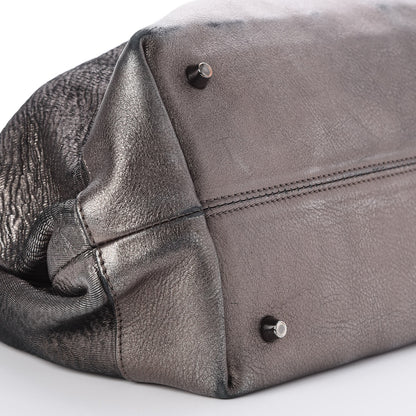 Burberry Metallic Grained Calfskin Shimmer Check Lawson Satchel Anthracite 9 of 10