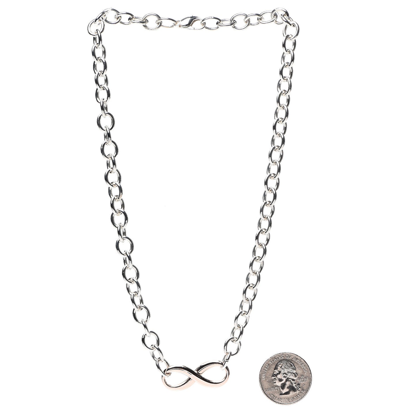 Sterling Silver Rubedo Infinity Link Necklace