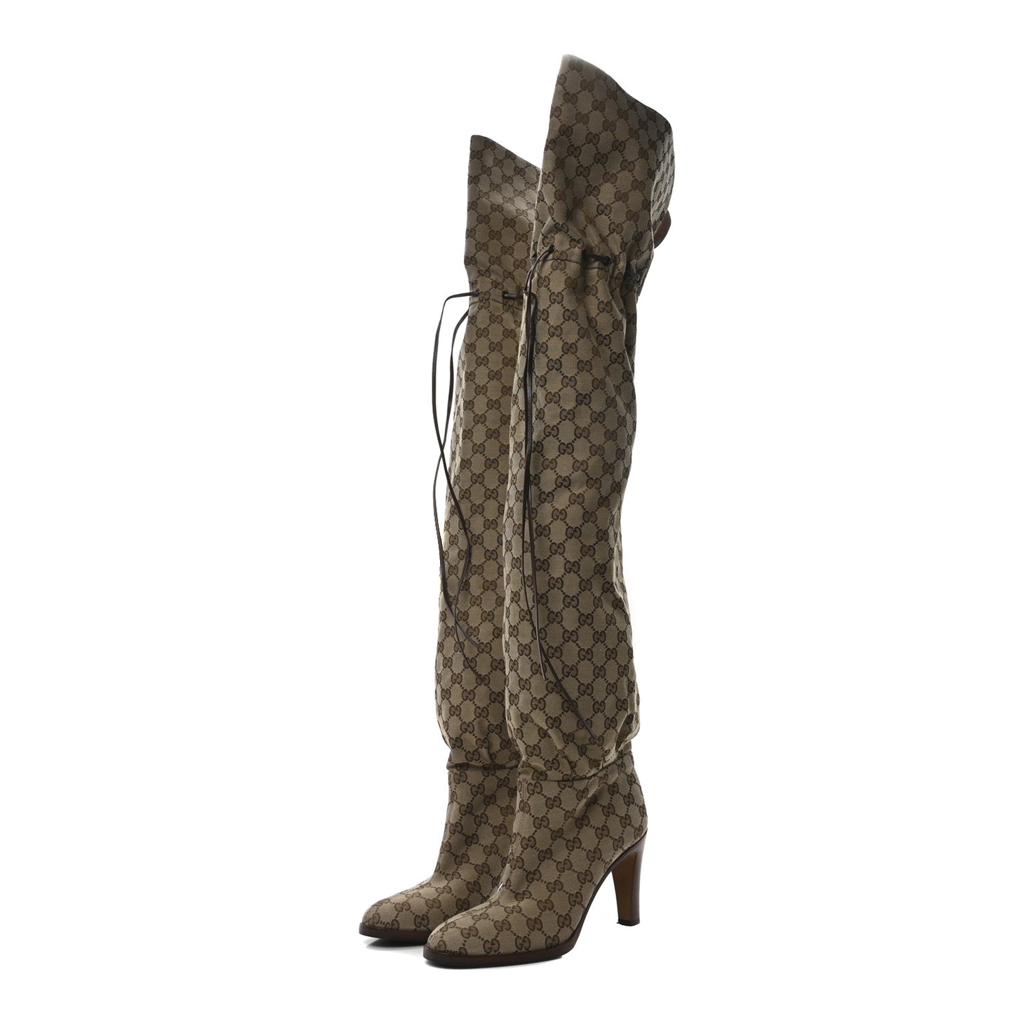 Monogram Over the Knee Boots 40 Beige Ebony