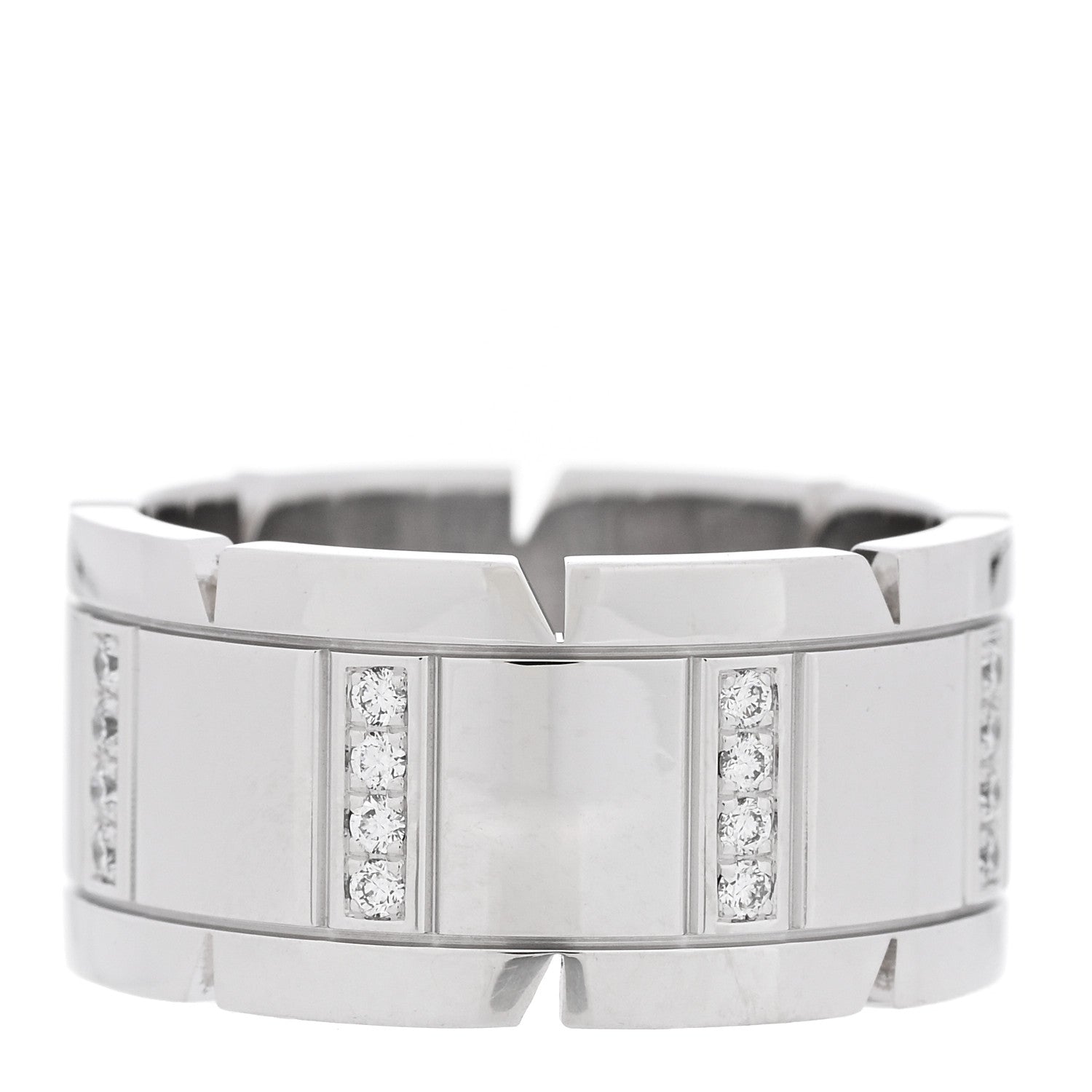 Cartier 18K White Gold Diamond 11mm Tank Francaise Ring 59 8.75 3 of 5