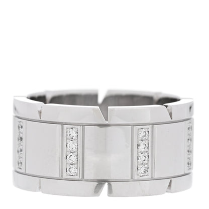 Cartier 18K White Gold Diamond 11mm Tank Francaise Ring 59 8.75 3 of 5