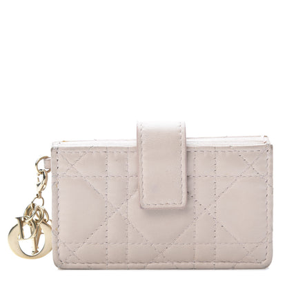 Christian Dior Lambskin Cannage Lady Dior 5-Gusset Card Holder Light Pink 1 of 11