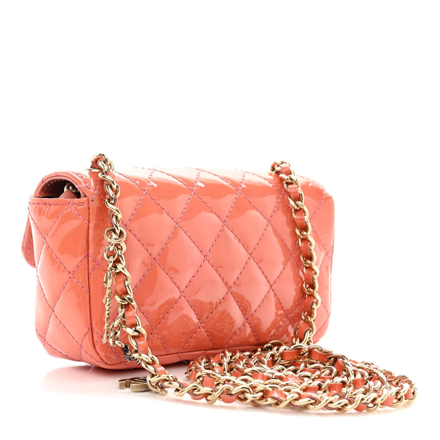 Patent Quilted Ginza 5th Anniversary Extra Mini Rectangular Flap Pink