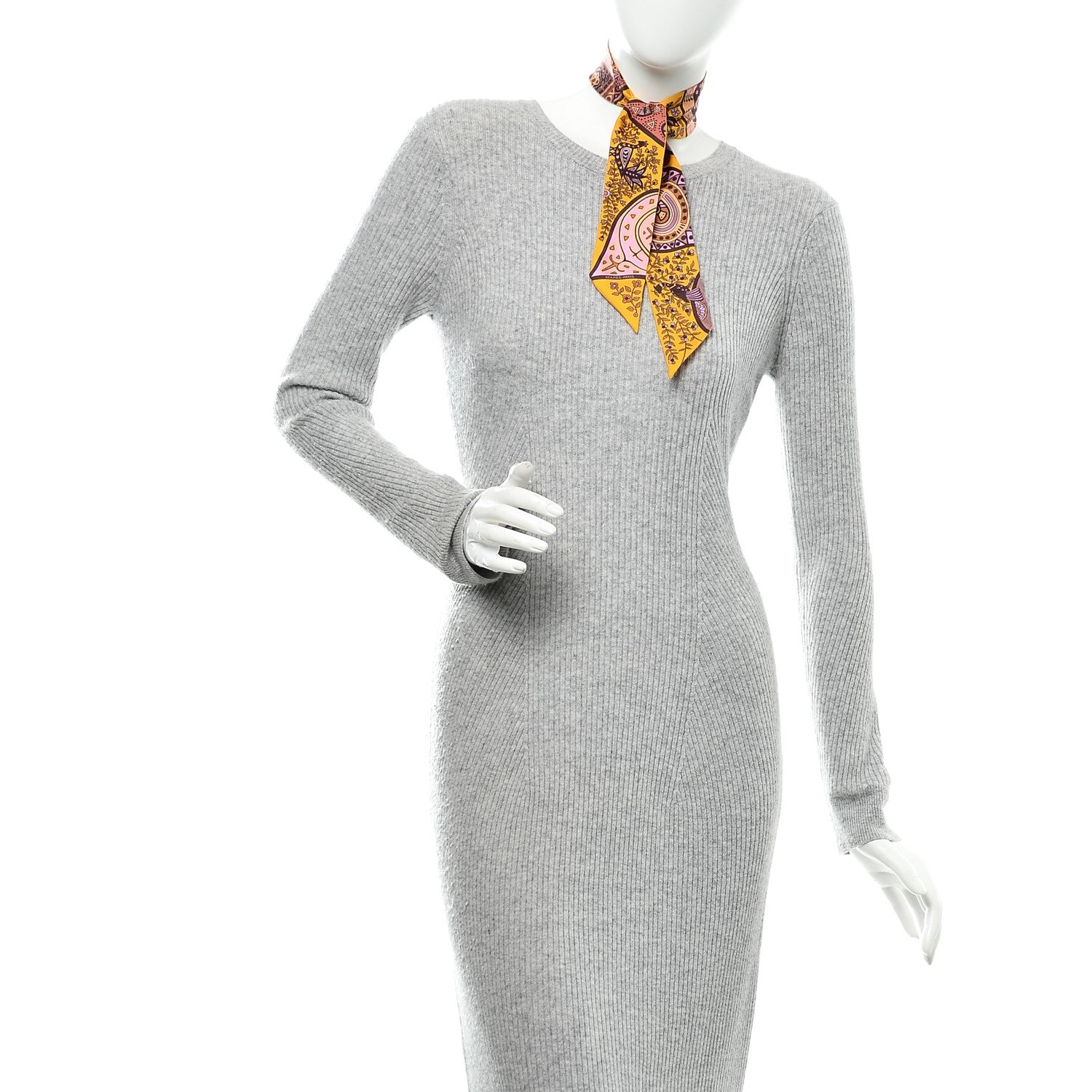 Hermes Silk L'Arbre De Vie Twilly Jaune D'or Mauve Brun 2 of 6