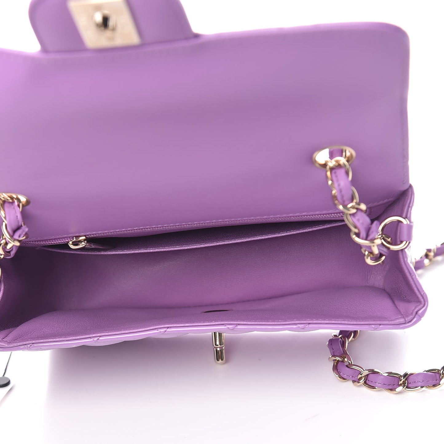 Patent Quilted Mini Rectangular Flap Purple