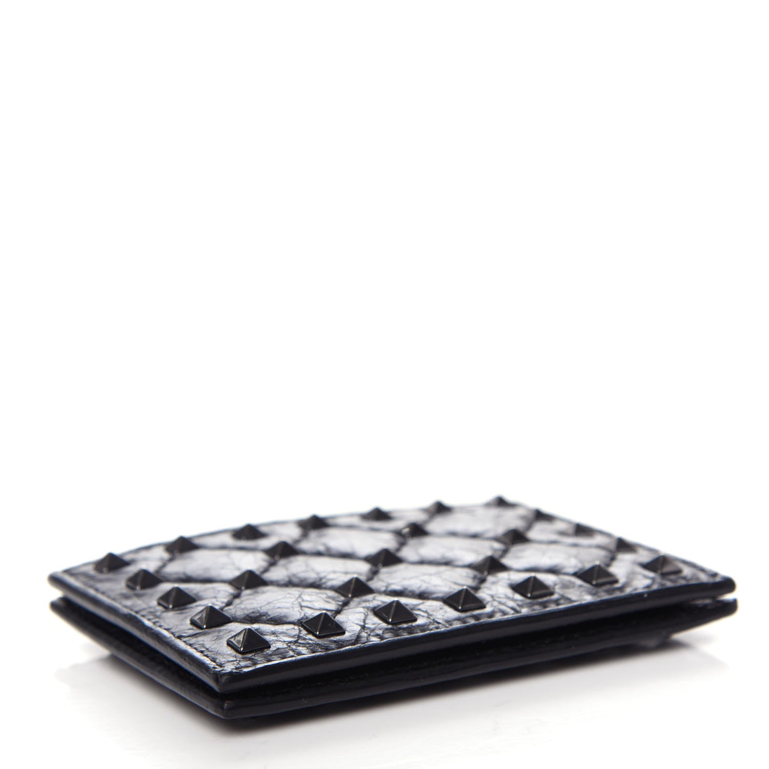 Valentino Garavani Craquele Nappa Rockstud Spike Card Holder Black 4 of 7