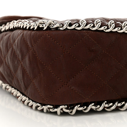 Chanel Washed Lambskin Quilted Chain Around Maxi Flap Dark Brown 9 of 10