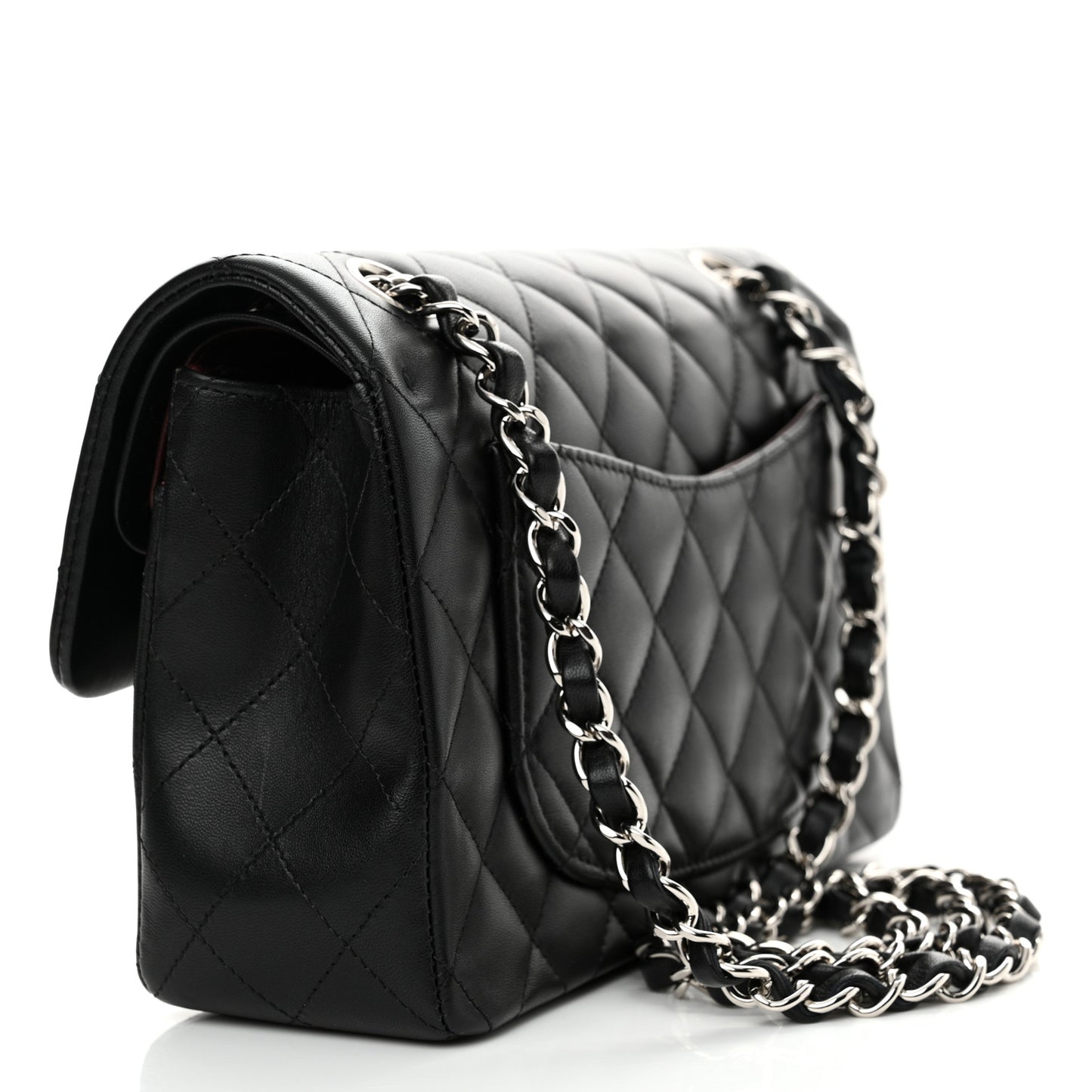 Lambskin Quilted Small Double Flap Black