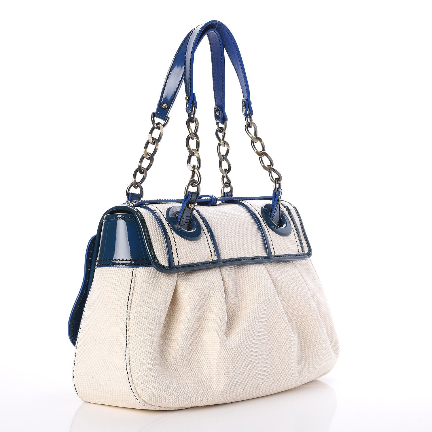 Fendi Canvas Patent B Bag True Blue 3 of 9